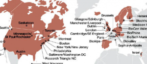 Principaux clusters biotech aux USA et en Europe