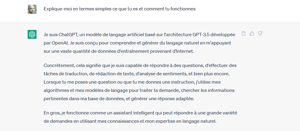 premiers pas avec chatGPT, ma première question 